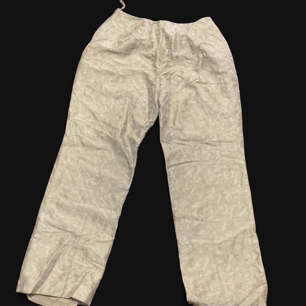 Talbots Petites Pure Silk Embroidered Trousers Champagne 4P